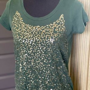 Perfect for St Patrick’s  Day! Green tee with sequin embellishment